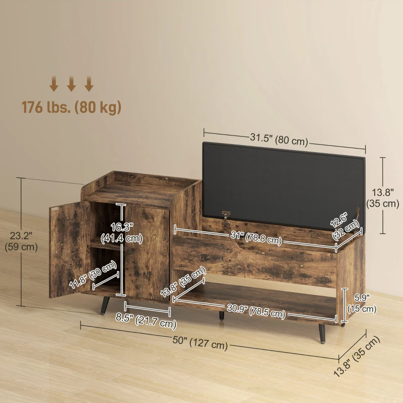 HOMCOM Storage Bench, Entryway Bench with Cushion, Hidden Storage, Compartments, Rustic Brown