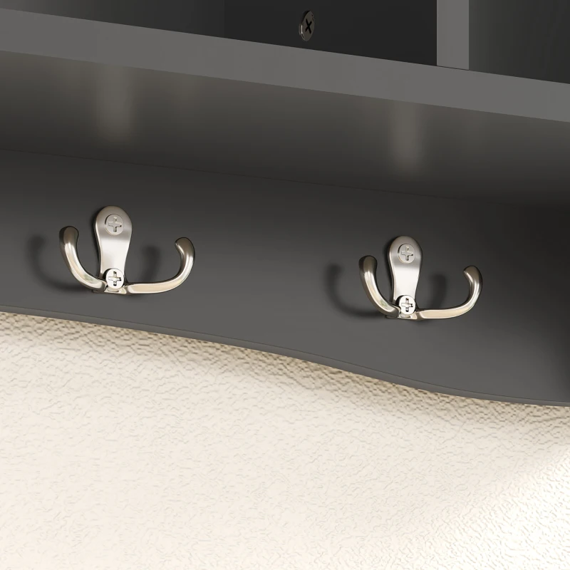 HOMCOM Coat Rack Wall Mount with Shelf, 28" Wall Coat Rack with 5 Hooks and 4 Compartments for Living Room, Entryway, Black