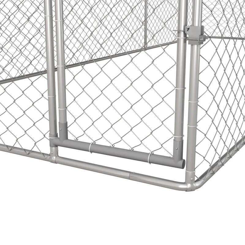 PawHut 19.7' x 7.5' x 7.5' Outdoor Dog Kennel for Large-Sized Dogs with Waterproof UV Resistant Roof, Silver