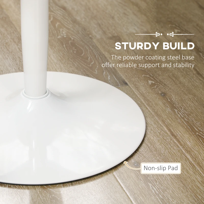 HOMCOM Modern Kitchen Table for 2 People, Round Dining Table with Steel Base for Living Room, Dining Room, White