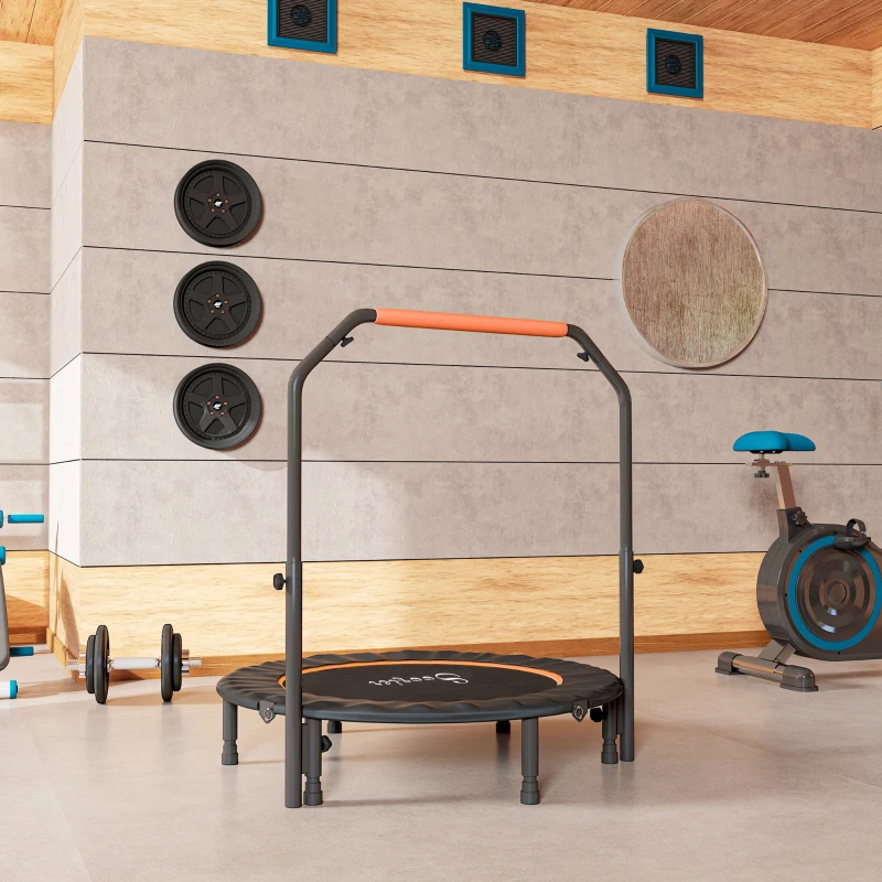 Soozier 45" Foldable Mini Fitness Trampoline, with Adjustable Foam Handle, Orange