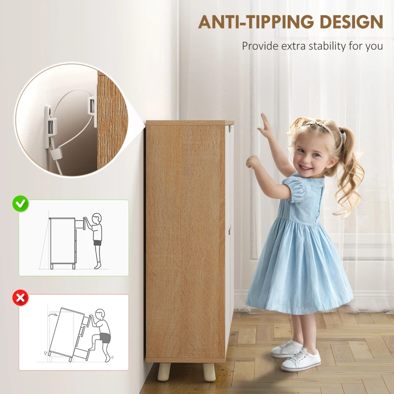 HOMCOM Narrow Shoe Cabinet, Shoe Storage Cabinet with 4 Flip Drawers and Adjustable Shelves for 16 Pairs of Shoes, Natural