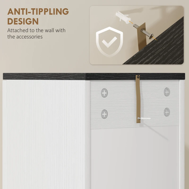 HOMCOM Tall Bathroom Cabinet with 2 Cupboards and Drawer, Slim Bathroom Storage Cabinet with Adjustable Shelves, White