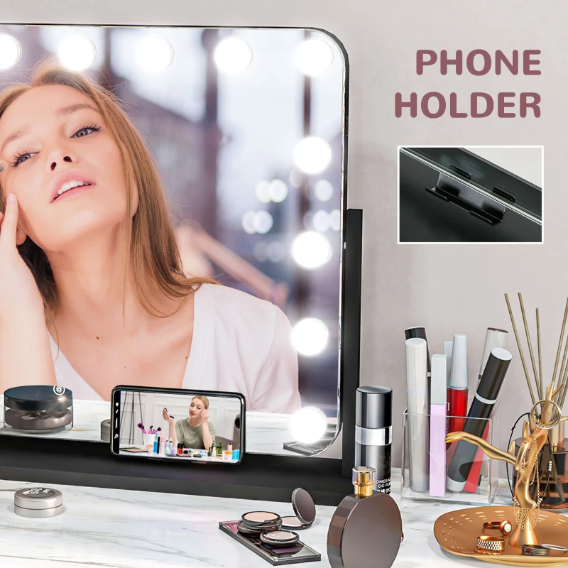 HOMCOM Lockable Jewelry Armoire with LED Light, Standing Mirror with Storage for Bedroom Dressing Room, White