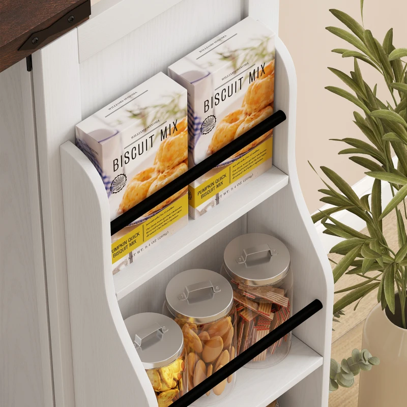 HOMCOM 53.5" Pantry Cabinet, Kitchen Storage Cabinet with Adjustable Shelves, 6 Door Spice Racks for Dining Room, White