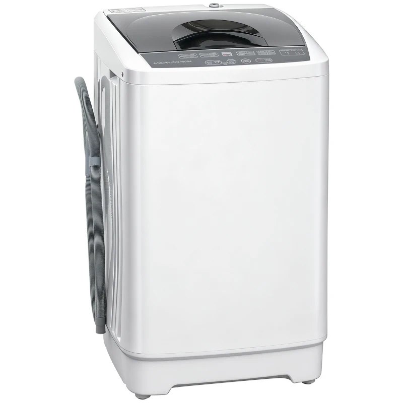 HOMCOM Compact Washer, Portable Washing Machine, Full Automatic Washer with 8 Programs and 6 Water Levels, White