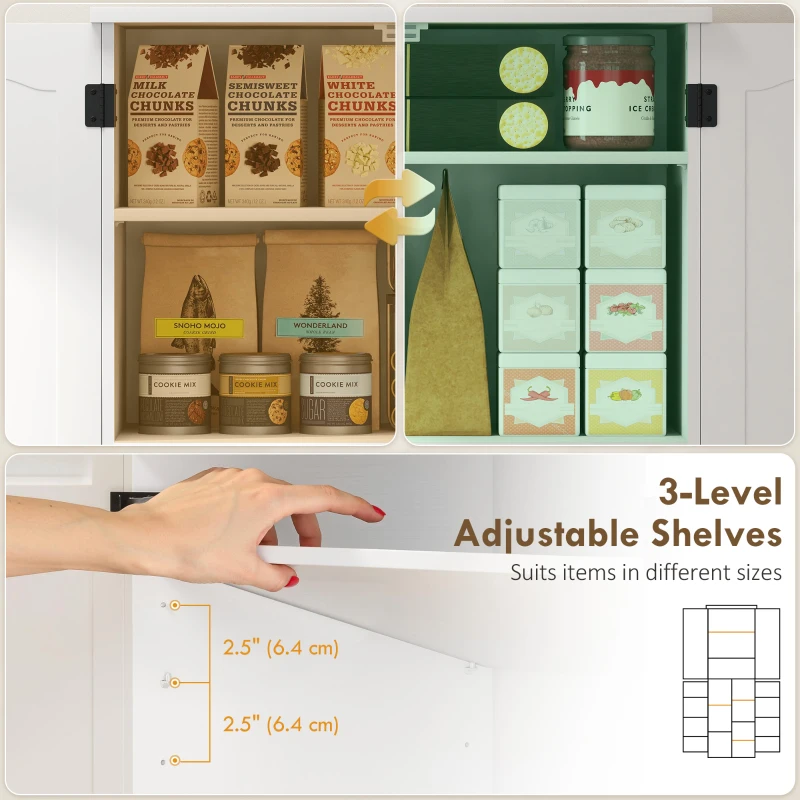 HOMCOM Tall Pantry Cabinet, 64" Storage Cabinet with Adjustable Shelves and 8 Door Spice Racks for Kitchen, Dining Room, White