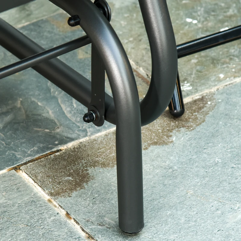 Outsunny Patio Glider Set of 2 Outdoor Glider Chair with Breathable Mesh Seat & Backrest, Armrests and Metal Frame, Black