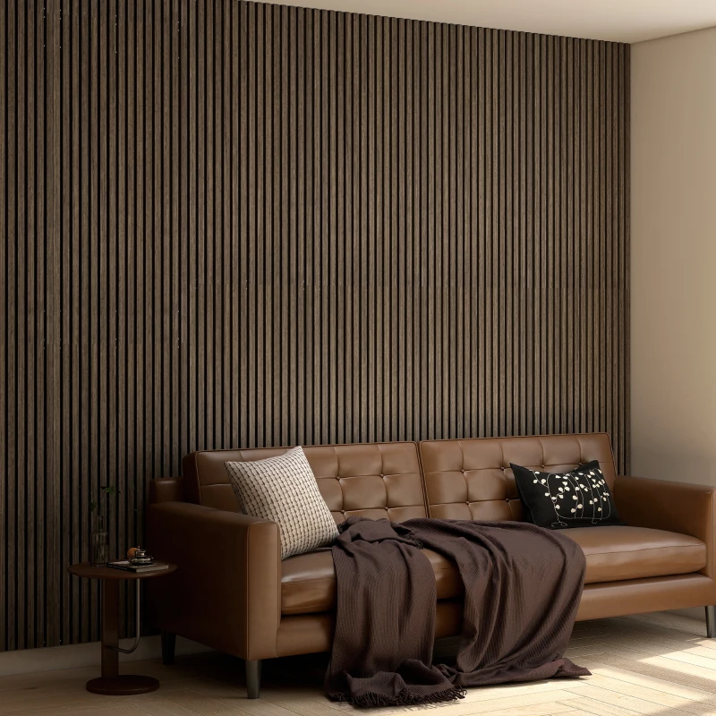 HOMCOM 47" x 24" Wood Panels for Wall, 4 Pack Acoustic Panels, Sound Absorbing Slat Wall for Wall Decor, Home, Walnut