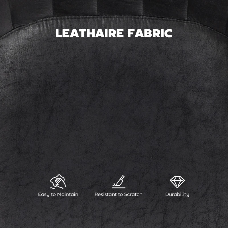 HOMCOM Counter Height Bar Stools Set of 2, Adjustable Height Bar Chairs with Swivel Seat, Leathaire Upholstery, Black