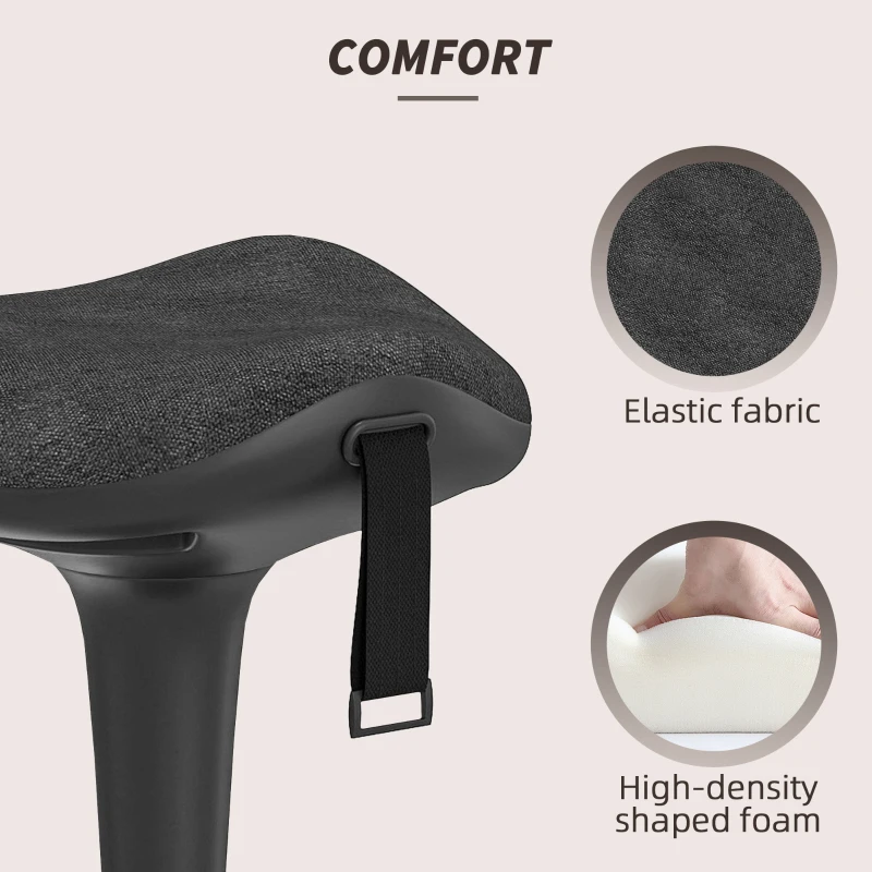 HOMCOM Swivel Standing Desk Chair, Adjustable Active Ergonomic Standing Stool, Backless Wobble Stool Chair, Black