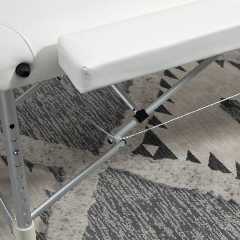 HOMCOM 85" 3 Section Foldable Massage Table Professional Salon Spa Facial Couch Bed (White)