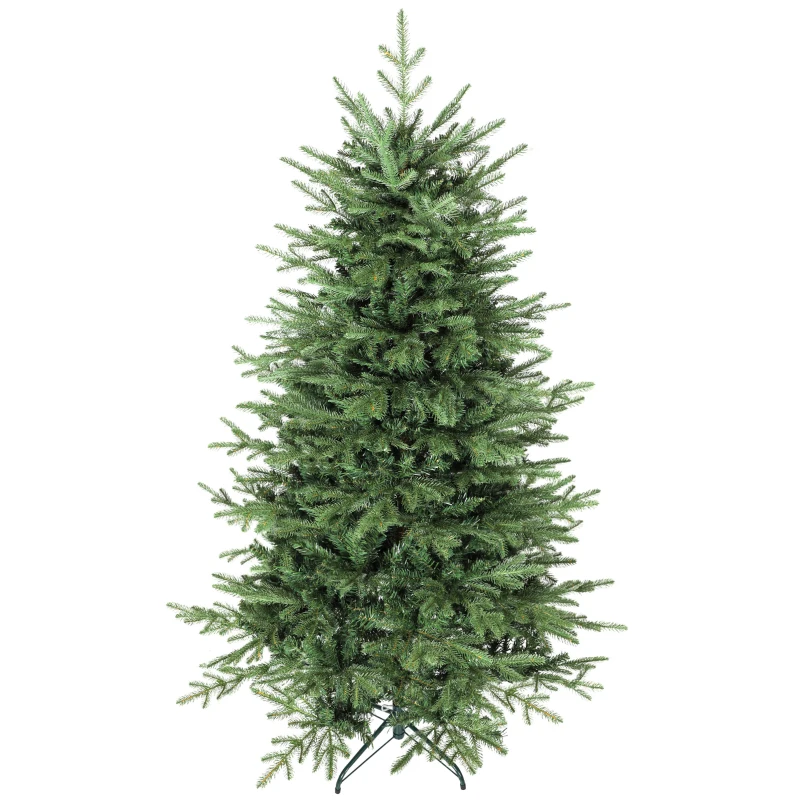 HOMCOM 6 ft Artificial Christmas Tree with Dense Realistic Branches, Full Ponderosa Fir, Hinged Xmas Tree, Easy Assembly
