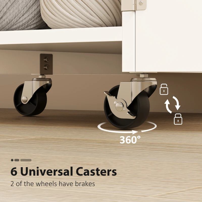 HOMCOM Sewing Machine Table with Drop Leaf, Folding Craft Table with 2 Doors and Adjustable Shelf for Small Spaces, White