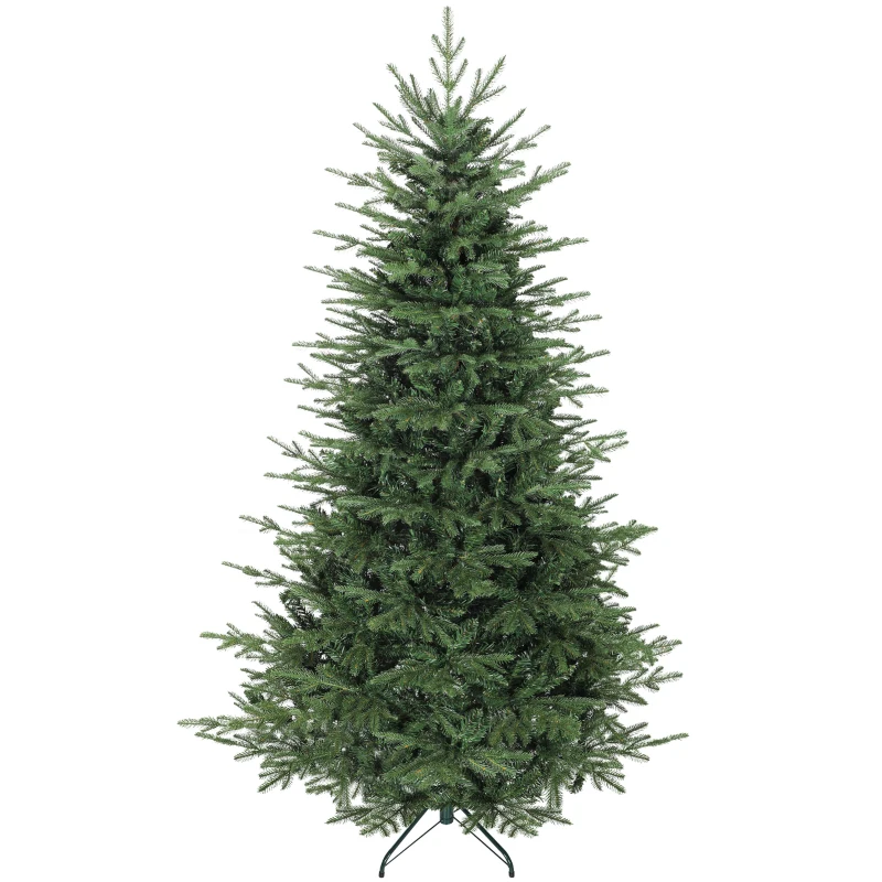 HOMCOM 7 ft Artificial Christmas Tree with Dense Realistic Branches, Full Ponderosa Fir, Hinged Xmas Tree, Easy Assembly
