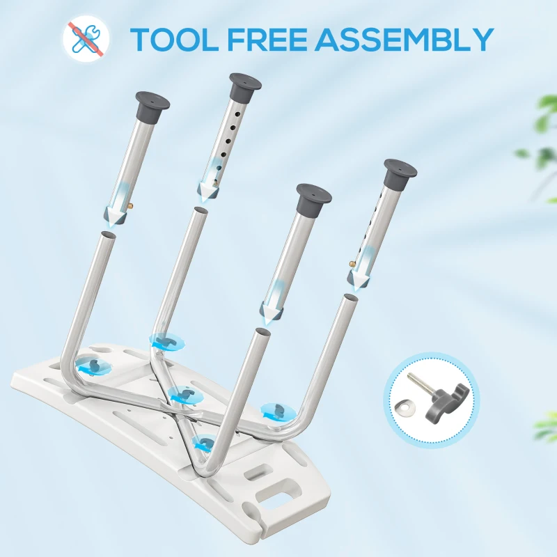 HOMCOM Height Adjustable Shower Chair Padded Bath Seat for Senior,