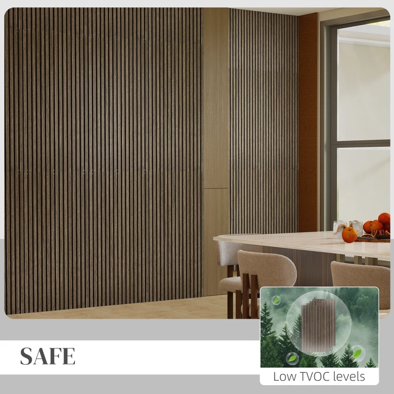 HOMCOM 47" x 24" Wood Panels for Wall, 4 Pack Acoustic Panels, Sound Absorbing Slat Wall for Wall Decor, Home, Walnut