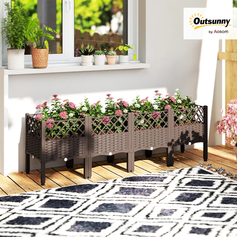 Outsunny Raised Garden Bed with Legs, Self Watering Elevated Planter Boxes with Drainage Holes, 63" x 15.7" x 20.3"