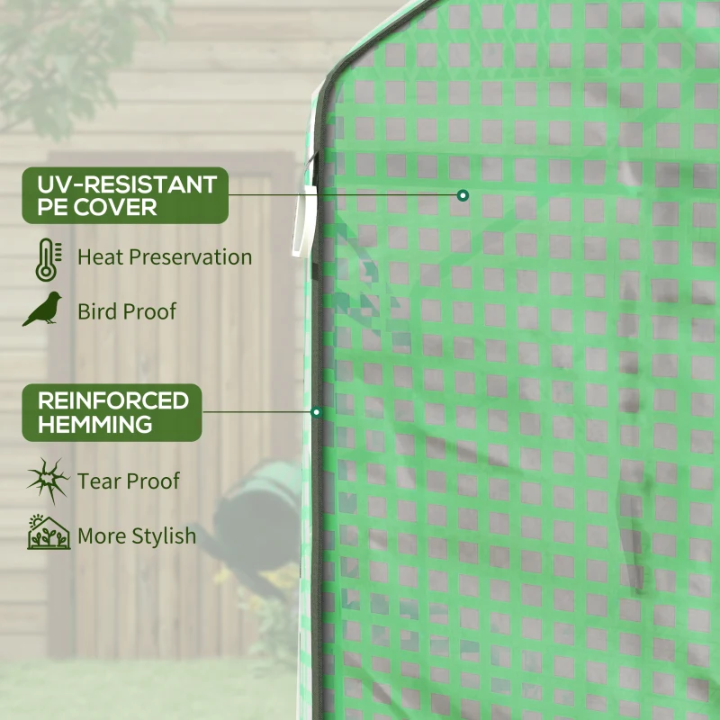 Outsunny Walk-in Greenhouse with 3 Tier, Garden Plant Growhouse with Roll-up Door and Mesh Windows, 140 x 213 x 190 cm, Green