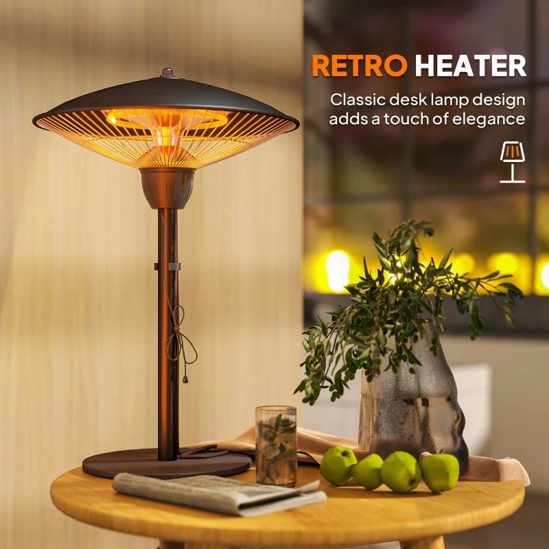 Outsunny 1500 W Electric Patio Heater with Tip-Over Protection, Outdoor Heater with Pull Switch, Black