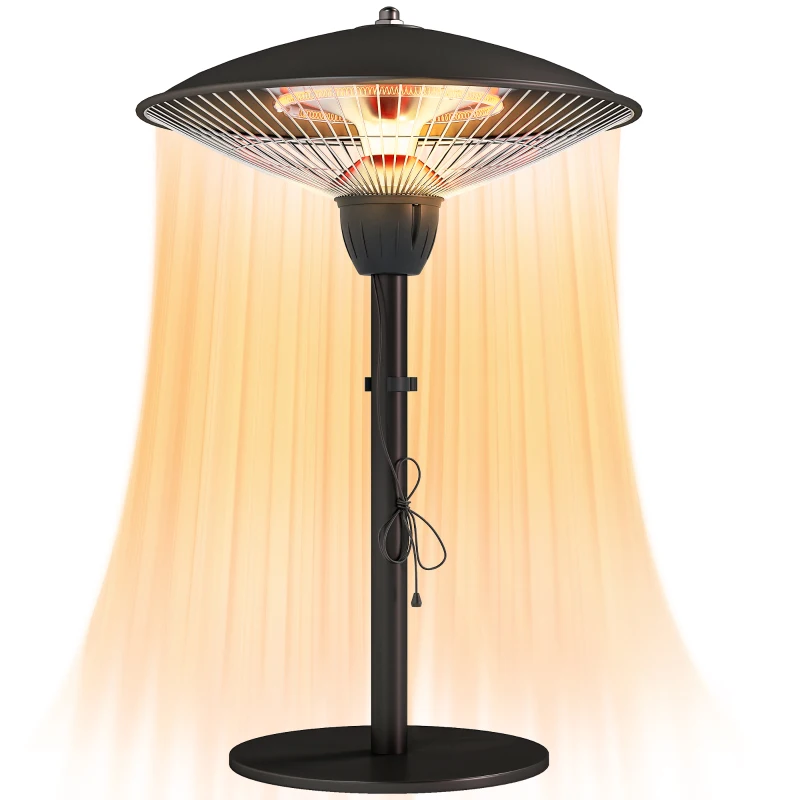 Outsunny 1500 W Electric Patio Heater with Tip-Over Protection, Outdoor Heater with Pull Switch, Black
