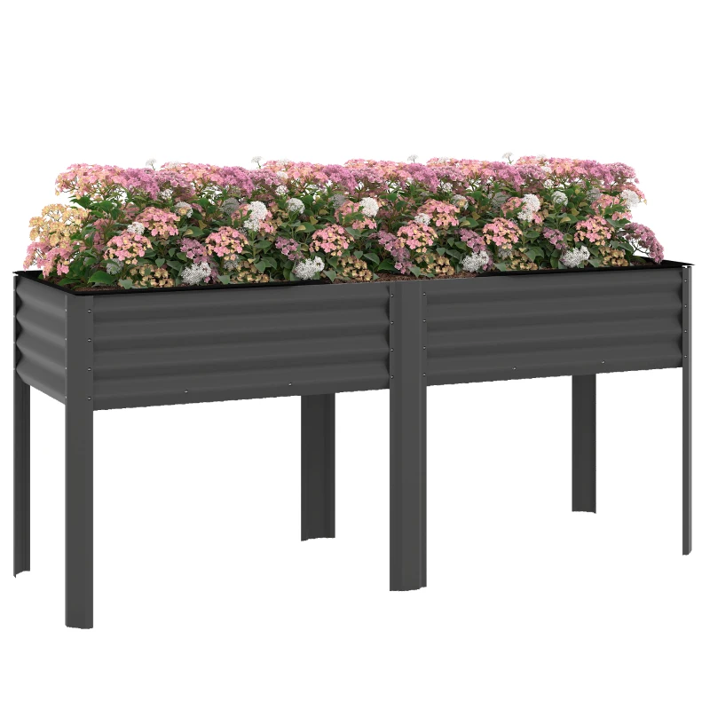 Outsunny Galvanized Raised Garden Bed with Legs, 71" x 22" x 31.5" Raised Planter Box with Reinforced Bars and Non-Woven Fabric