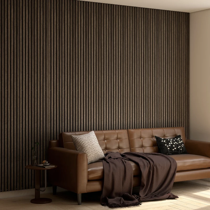 HOMCOM 95" x 8" Wood Panels for Wall, 4 Pack Acoustic Panels, Sound Absorbing Slat Wall For Interior Wall Decor, Home, Walnut