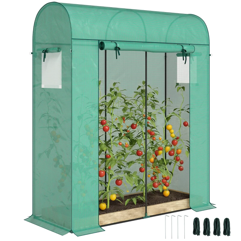 Outsunny Mini Greenhouse, Portable Garden Green House with Roll-up Door and Mesh Windows, 6' x 2' x 6.6', Green