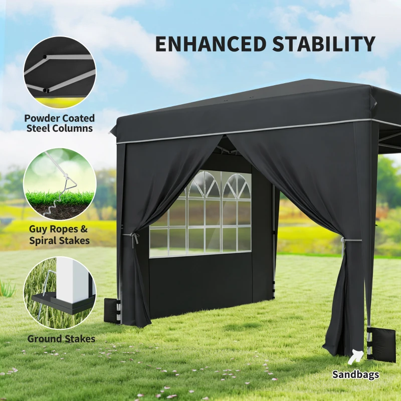 Outsunny 10 x 10 ft Pop Up Canopy Tent with Sidewalls, UPF50+ Outdoor Portable Instant Canopy Shelter with Carry Bag, Black