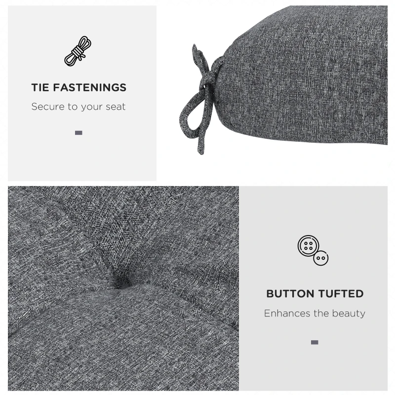 Outsunny 4-Piece Seat Cushion Pillows Replacement, Patio Chair Cushions Set with Ties for Indoor Outdoor