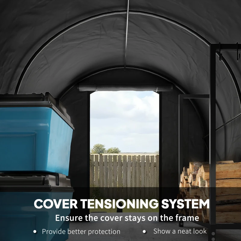 Outsunny 6' x 8' Outdoor Storage Shed, Heavy Duty Galvanized Steel Portable Shed for Bike, Motorcycle, Garden Tools, Black