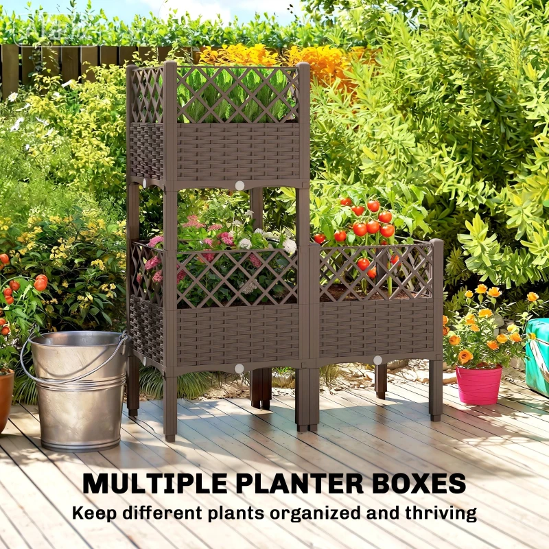 Outsunny Raised Garden Bed with Legs, Self Watering Elevated Planter Boxes with Drainage Holes, 63" x 15.7" x 20.3"