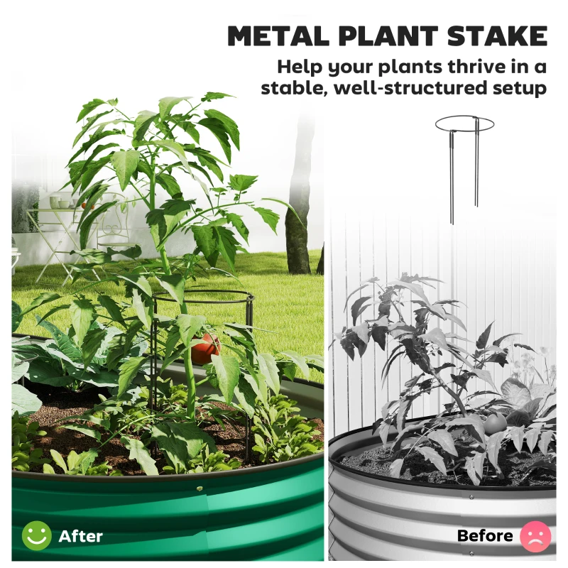Outsunny 5' x 3' x 1' Large Outdoor Planter Box, Galvanized Raised Garden Bed with Metal Plant Stake, Green