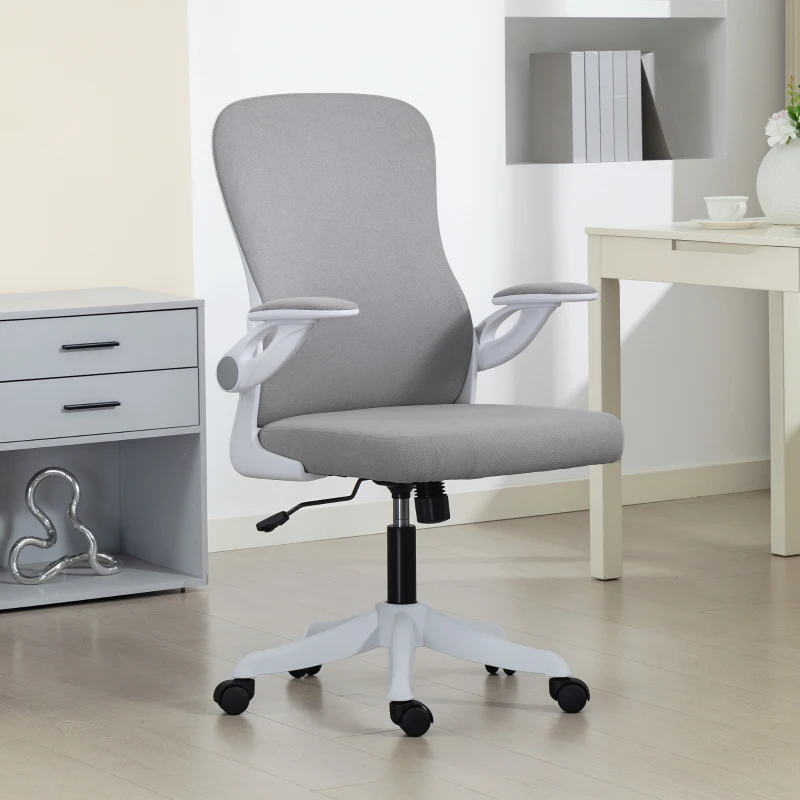 HOMCOM Ergonomic Office Chair, Swivel Desk Chair with Lumbar Support and Adjustable Height, Flip-up Armrests, Wheels, Black