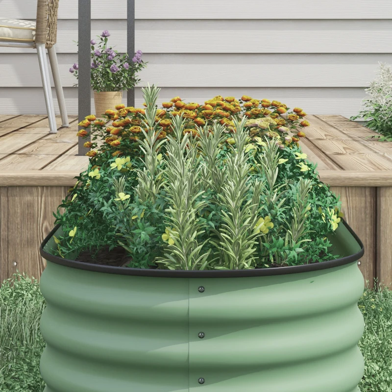 Outsunny 6.5 x 2 x 1.5 FT Galvanized Steel Raised Garden Bed, Metal Garden Bed Planter Box with Safety Edging, Green