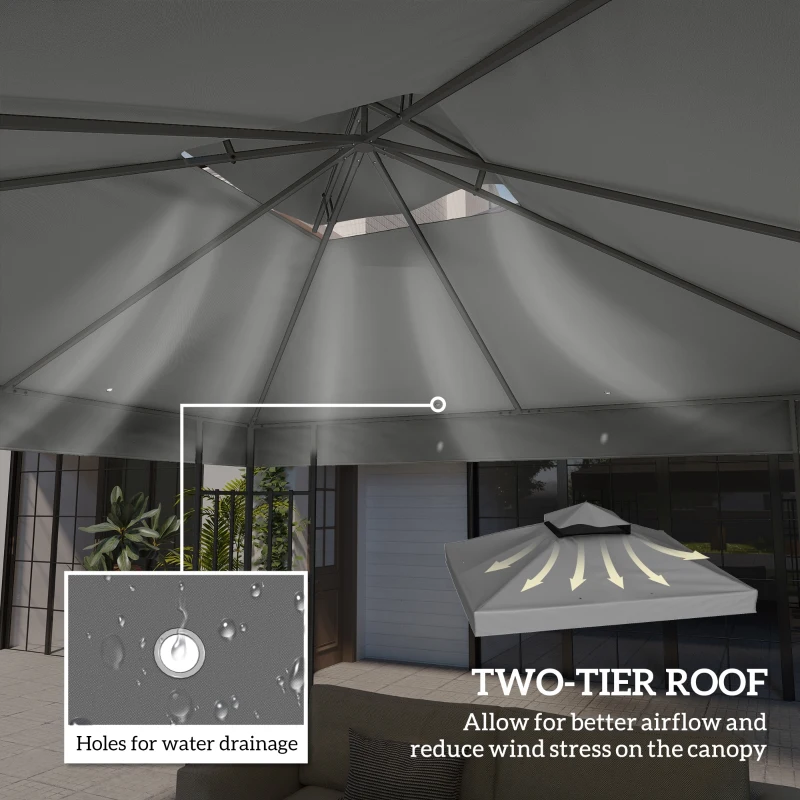 Outsunny 10' x 10' Gazebo Canopy Replacement Cover, 2-Tier Garden Gazebo Roof Replacement, UPF30+, TOP COVER ONLY, Dark Grey