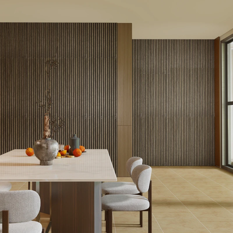 HOMCOM 47" x 24" Wood Panels for Wall, 4 Pack Acoustic Panels, Sound Absorbing Slat Wall for Wall Decor, Home, Walnut