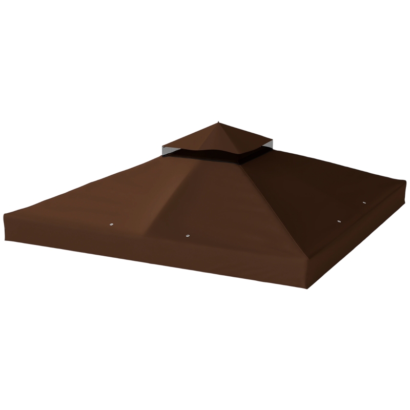 Outsunny 10' x 10' Gazebo Canopy Replacement Cover, 2-Tier Garden Gazebo Roof Replacement, UPF30+, TOP COVER ONLY, Coffee