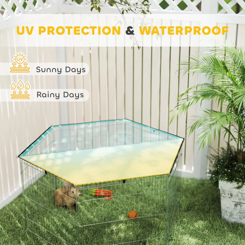 PawHut Foldable Pet Playpen with Top Cover, Portable Heavy Duty Dog Pen for Dogs, Cats, Chickens, Rabbits, 6 Pannels Dog Fence Outdoor/Indoor