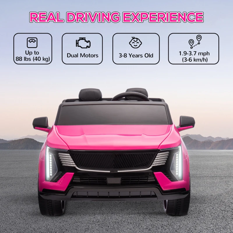Qaba 2-Seater Ride on Truck, 12V Cadillac Escalade Licensed Kids Electric Car with Remote , Spring Suspension, Pink