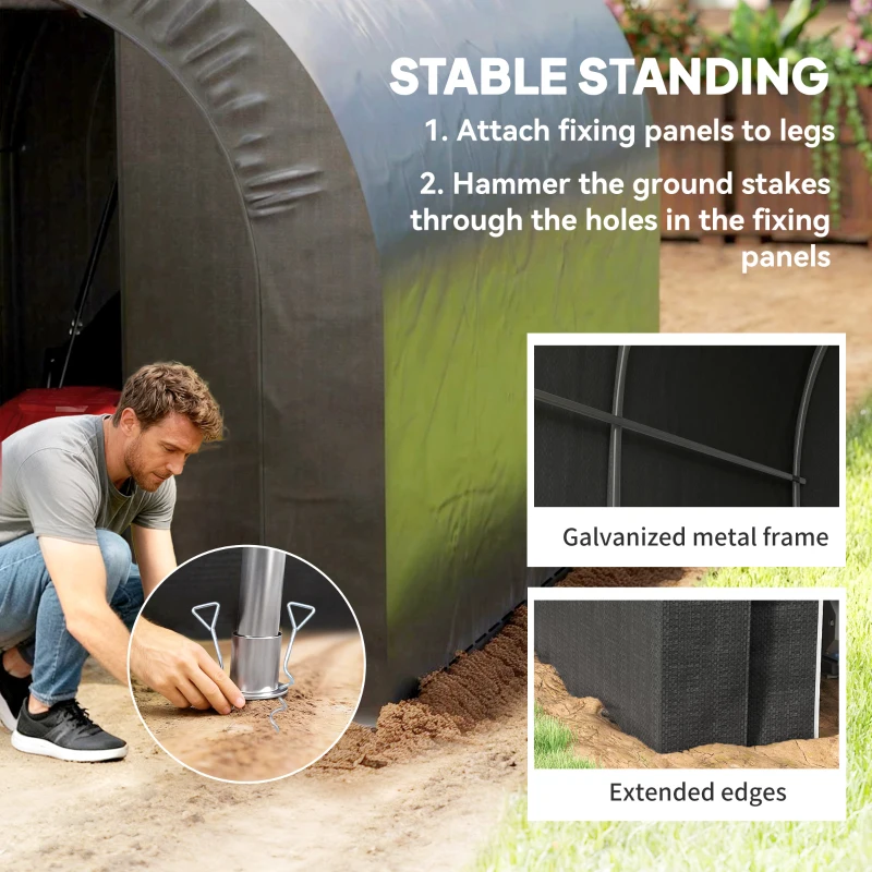 Outsunny 6' x 8' Outdoor Storage Shed, Heavy Duty Galvanized Steel Portable Shed for Bike, Motorcycle, Garden Tools, Black