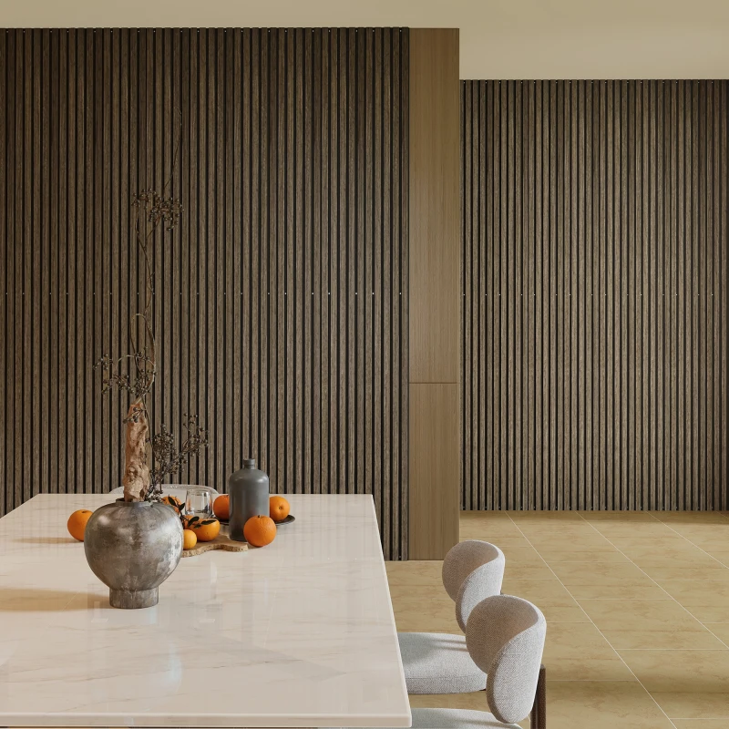 HOMCOM 95" x 8" Wood Panels for Wall, 4 Pack Acoustic Panels, Sound Absorbing Slat Wall For Interior Wall Decor, Home, Walnut