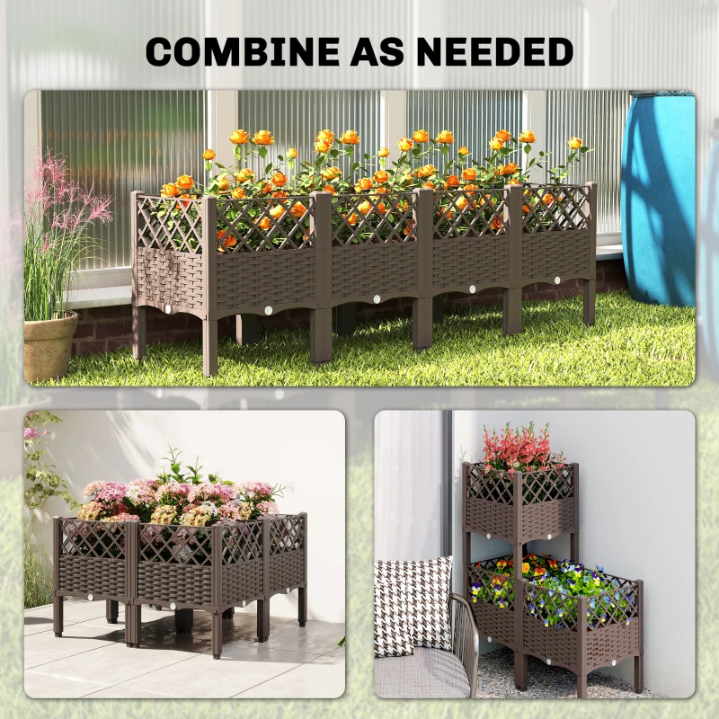 Outsunny Raised Garden Bed with Legs, Self Watering Elevated Planter Boxes with Drainage Holes, 63" x 15.7" x 20.3"