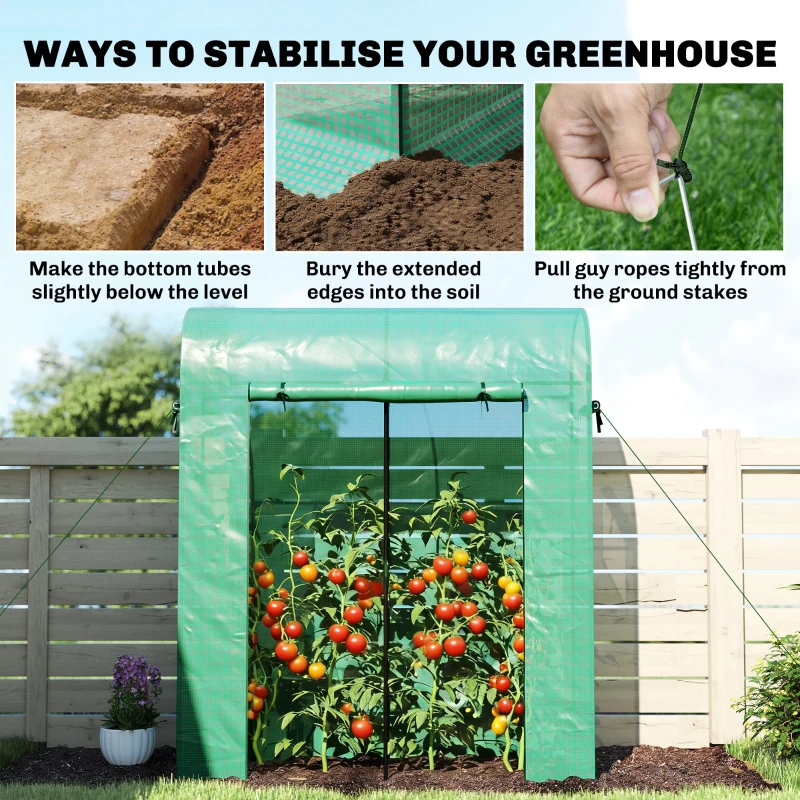 Outsunny Mini Greenhouse, Portable Garden Green House with Roll-up Door and Mesh Windows, 6' x 2' x 6.6', Green
