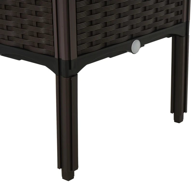 Outsunny 1 Piece Raised Garden Bed PP Raised Flower Bed Vegetable Herb Grow Box Stand Brown