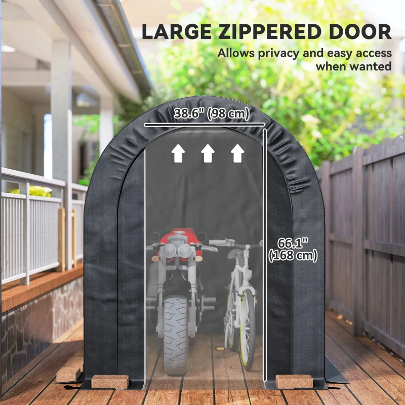 Outsunny 5' x 8' Outdoor Storage Shed, Heavy Duty Galvanized Steel Portable Shed for Bike, Motorcycle, Garden Tools, Black