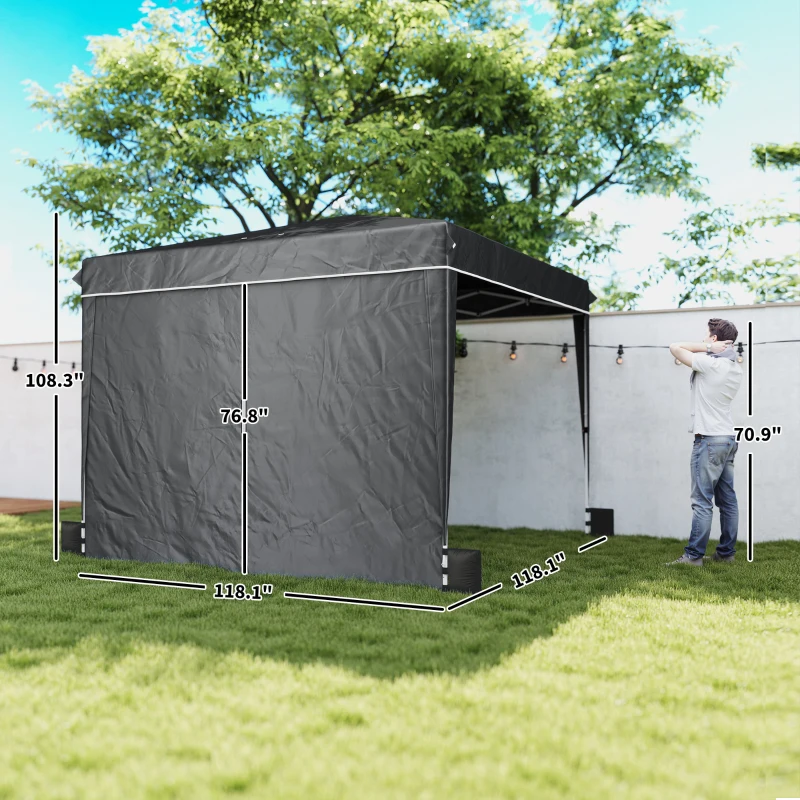 Outsunny 10 x 10 ft Pop Up Canopy Tent with Sidewalls, UPF50+ Outdoor Portable Instant Canopy Shelter with Carry Bag, Black
