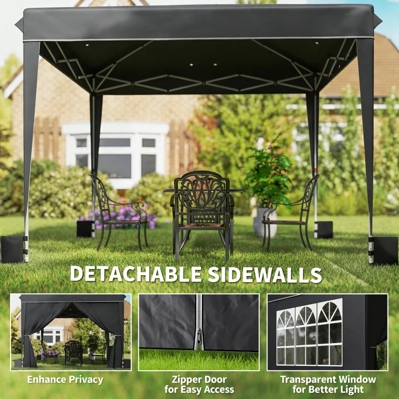 Outsunny 10 x 10 ft Pop Up Canopy Tent with Sidewalls, UPF50+ Outdoor Portable Instant Canopy Shelter with Carry Bag, Black