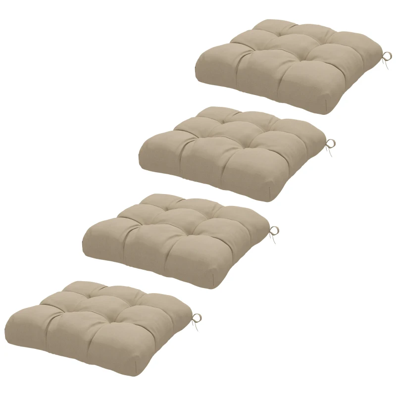 Outsunny 4-Piece Seat Cushion Pillows Replacement, Patio Chair Cushions Set with Ties for Indoor Outdoor
