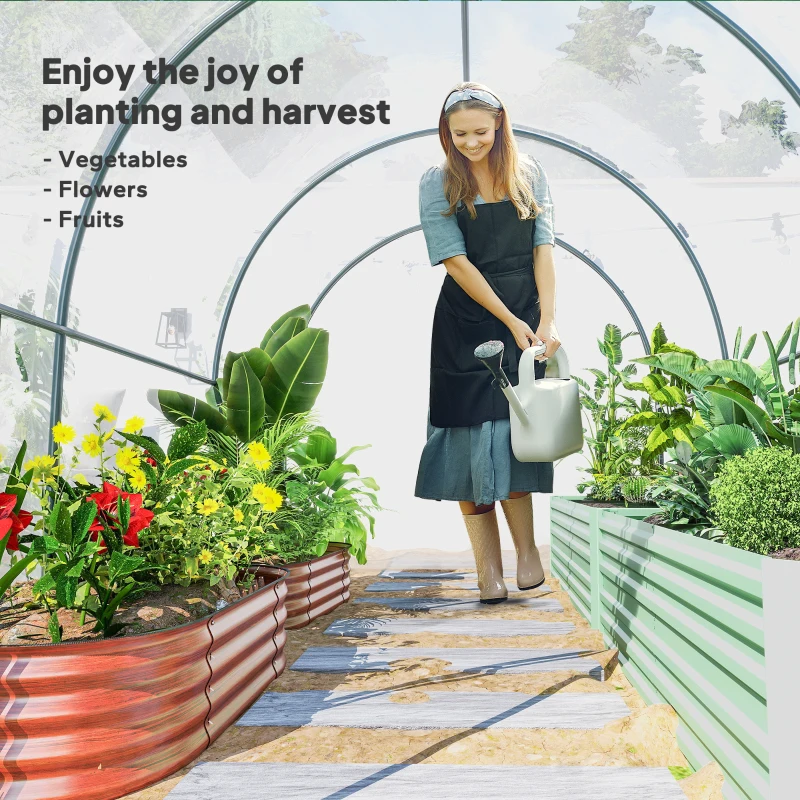 Outsunny Polytunnel Greenhouse with Roll-up Door and Mesh Window, Walk-in Grow House Tent with Steel Frame, 3 x 2 x 2 m, Clear